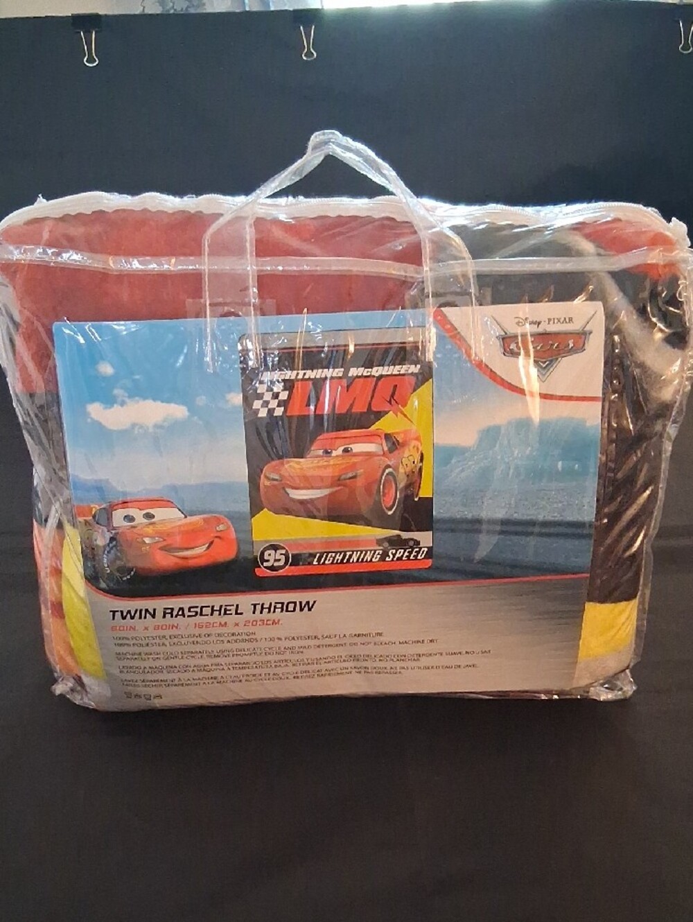 "Disney Pixar Cars Lightning McQueen Twin Raschel Blanket NWT Northwest" - Picture 3 of 6